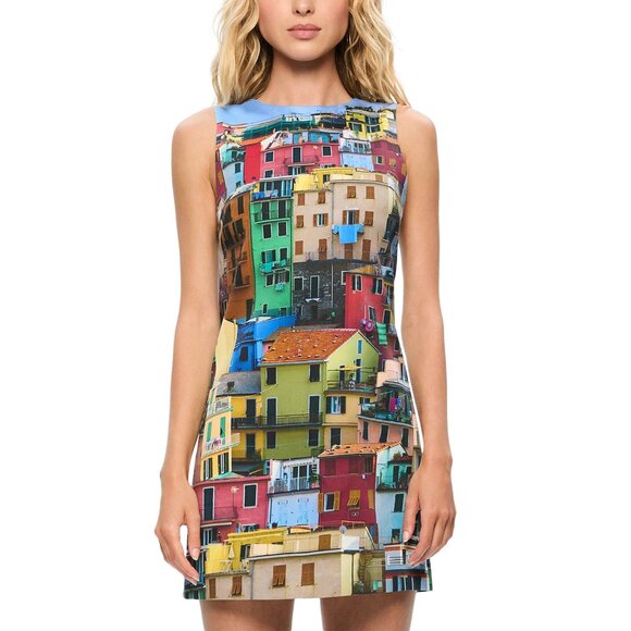 ALICE + OLIVIA Clyde Mini Shift Dress in Italian Landscape, Size 8, NWT - Picture 5 of 16